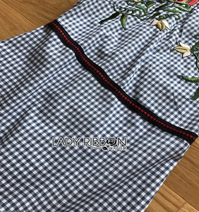 Checked Cotton Dress Lady Ribbon เดรสแขนกุด