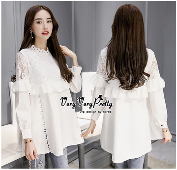 VLady Ribbon Online เสื้อผ้าแฟชั่นออนไลน์ขายส่ง เลดี้ริบบอนของแท้พร้อมส่ง Veryverypreppy เสื้อผ้า P09240716 Sweet Vintage Lace Blouse Style Korea