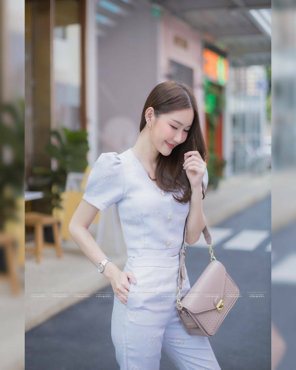 เซทขายาวผ้าทอลายกุหลาบ