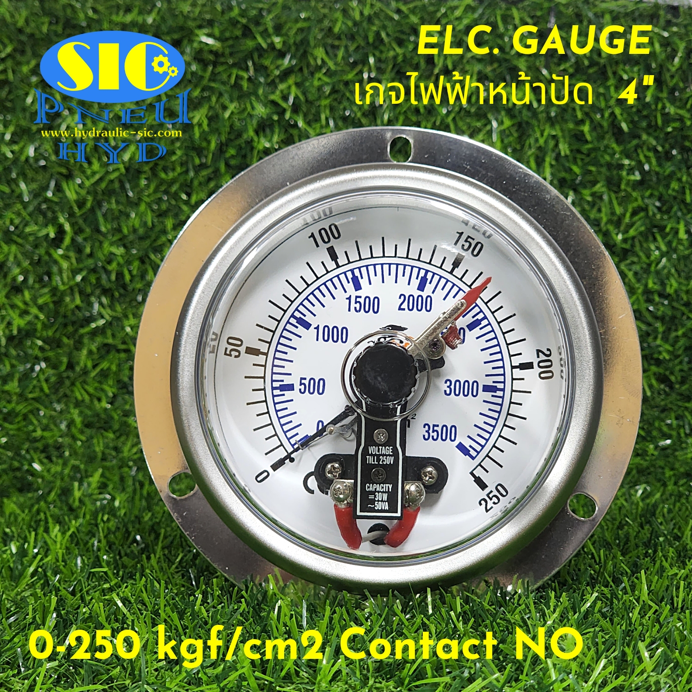 455-1A Electric Gauge 1 Contract NO เกจคอนแทรคไฟฟ้า , หน้าปัด 4" , เกลียวออกหลังล่าง