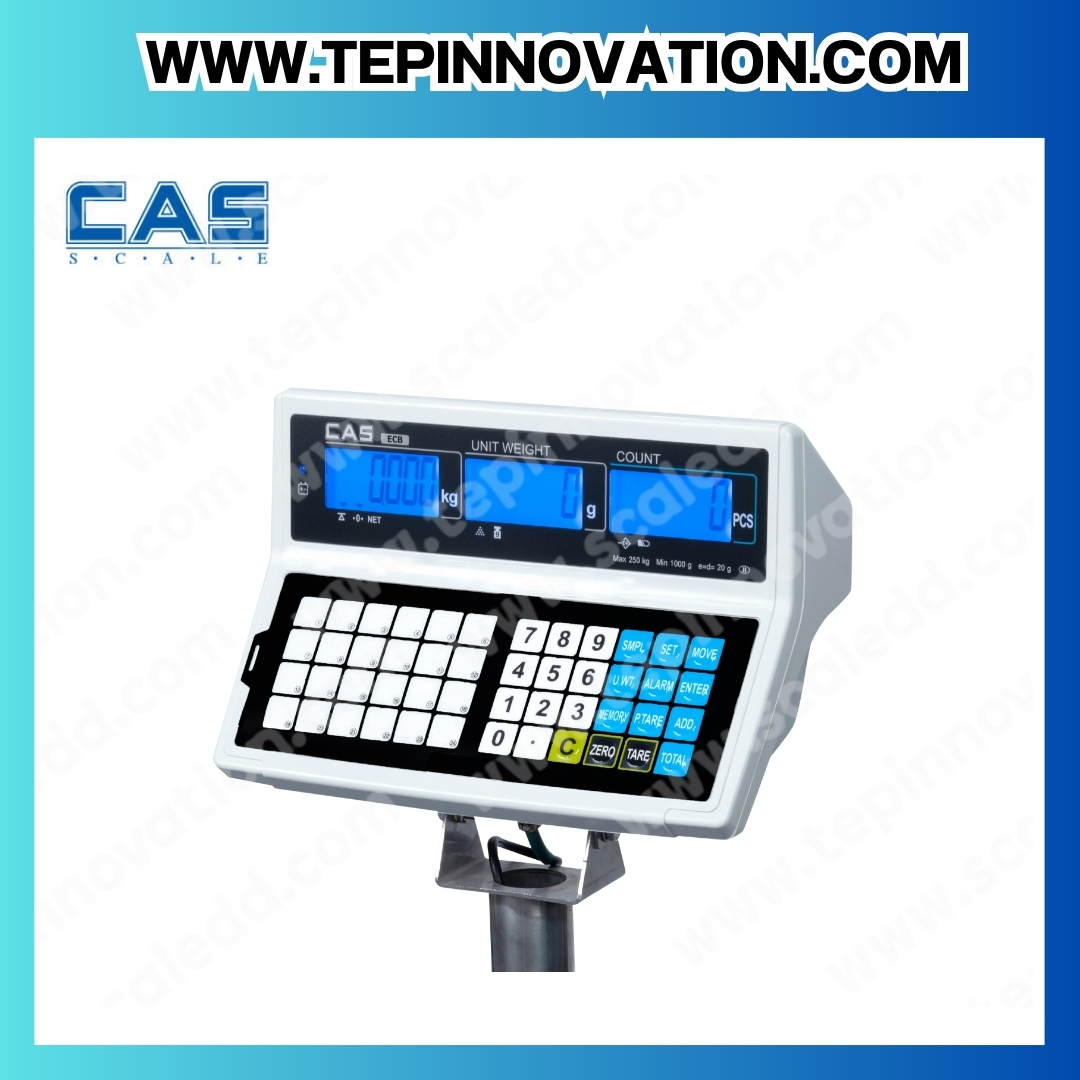 เครื่องชั่งนับชิ้นงาน30kg เครื่องชั่งน้ำหนัก30kg เครื่องชั่งนับจำนวน30kg ตาชั่งนับจำนวน30kg พิกัด30kg ความละเอียด 2g ยี่ห้อ CAS รุ่น ECB ขนาดแท่น 50*60cm.