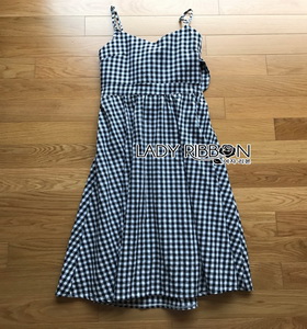 Back-Ribbon Checked Dress Lady Ribbon เดรสสายเดี่ยว