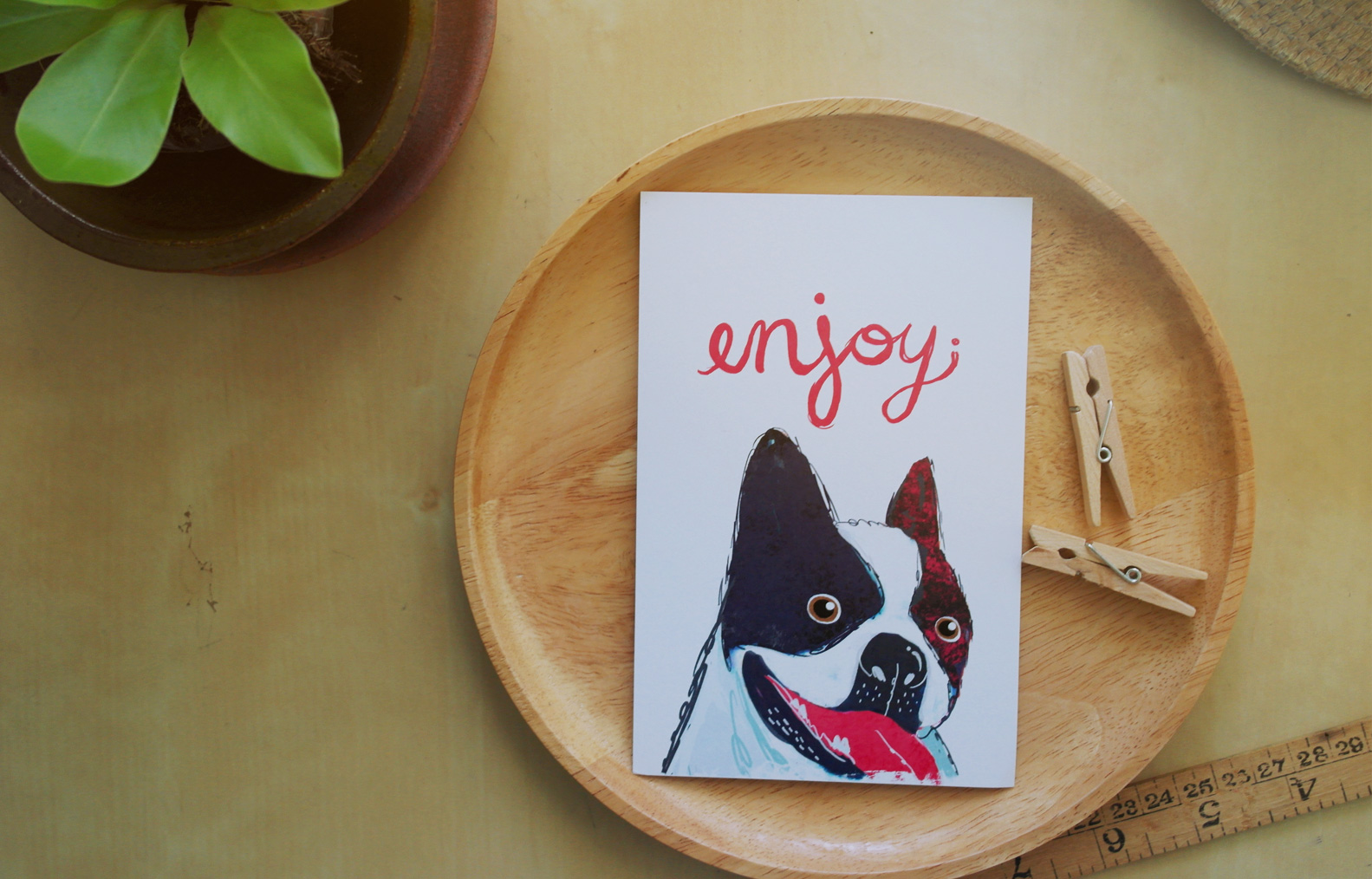โปสการ์ด ลายEnjoy illustration postcard 4x6 inch