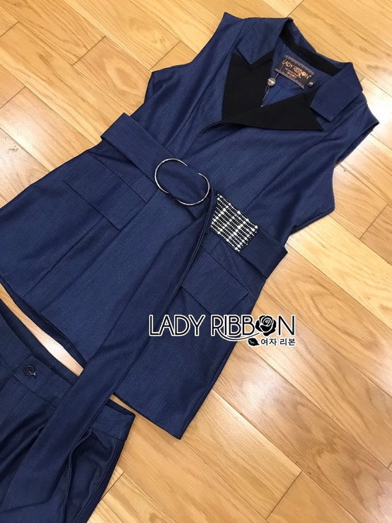 เซ็ตเสื้อสูทแขนกุดและกางเกงขายาวสไตล์สมาร์ทแคชชวล