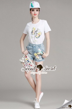 Lady Ribbon Online ขายส่ง เสื้อผ้าออนไลน์ ของแท้ SS12040716 Seoul Secret Say's... Chic Butterfly Sequinny Stickly Set