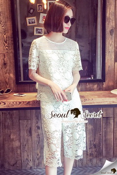 Lady Ribbon Online เสื้อผ้าออนไลน์ ขายส่งของแท้พร้อมส่ง Seoul Secret SS14250716 Seoul Secret Say's ....IVory Flora Lace Set