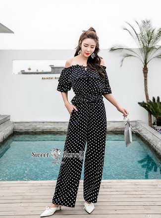 เซ็ทเสื้อกางเกงงานเกาหลีผ้าชีฟองเนื้อดี