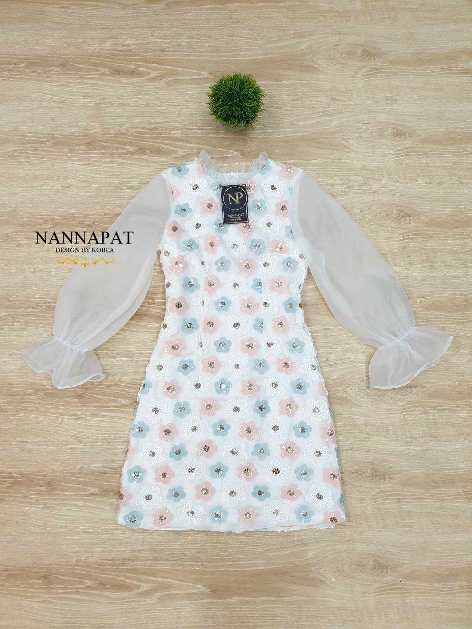 เดรสลายดอกหลากสีเกร็ดวิ้งค์