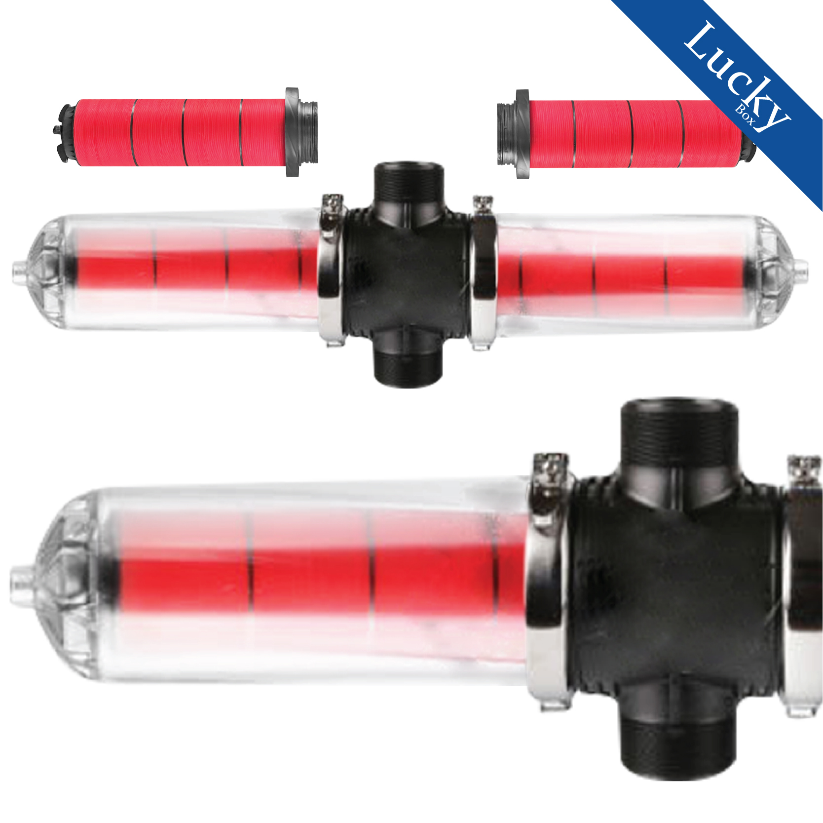 กรองน้ำเกษตรชนิดแผ่นดิสก์ ขนาด 4 นิ้ว กระบอกใส แรงดันสูงสุด 10 บาร์ แบบยาว GREENSAVE