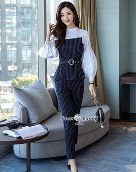เสื้อกางเกงผ้าทอลายงานเกาหลี
