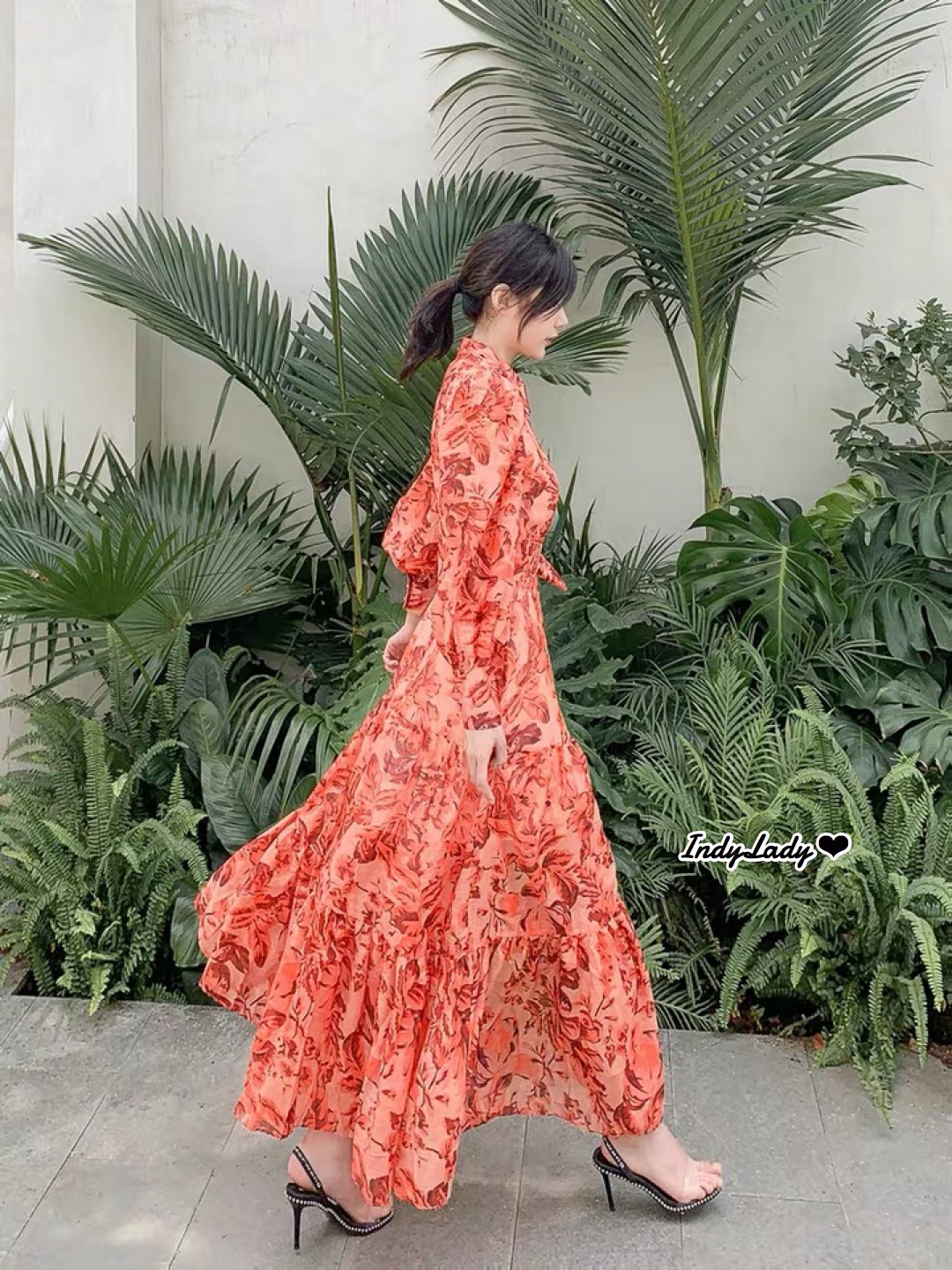 Maxi Dress แขนยาว เนื้อผ้าบางเบา