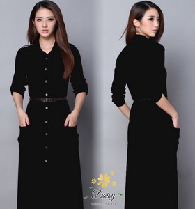 black dress collections ชุดเดรสคอตตอนโพลี่