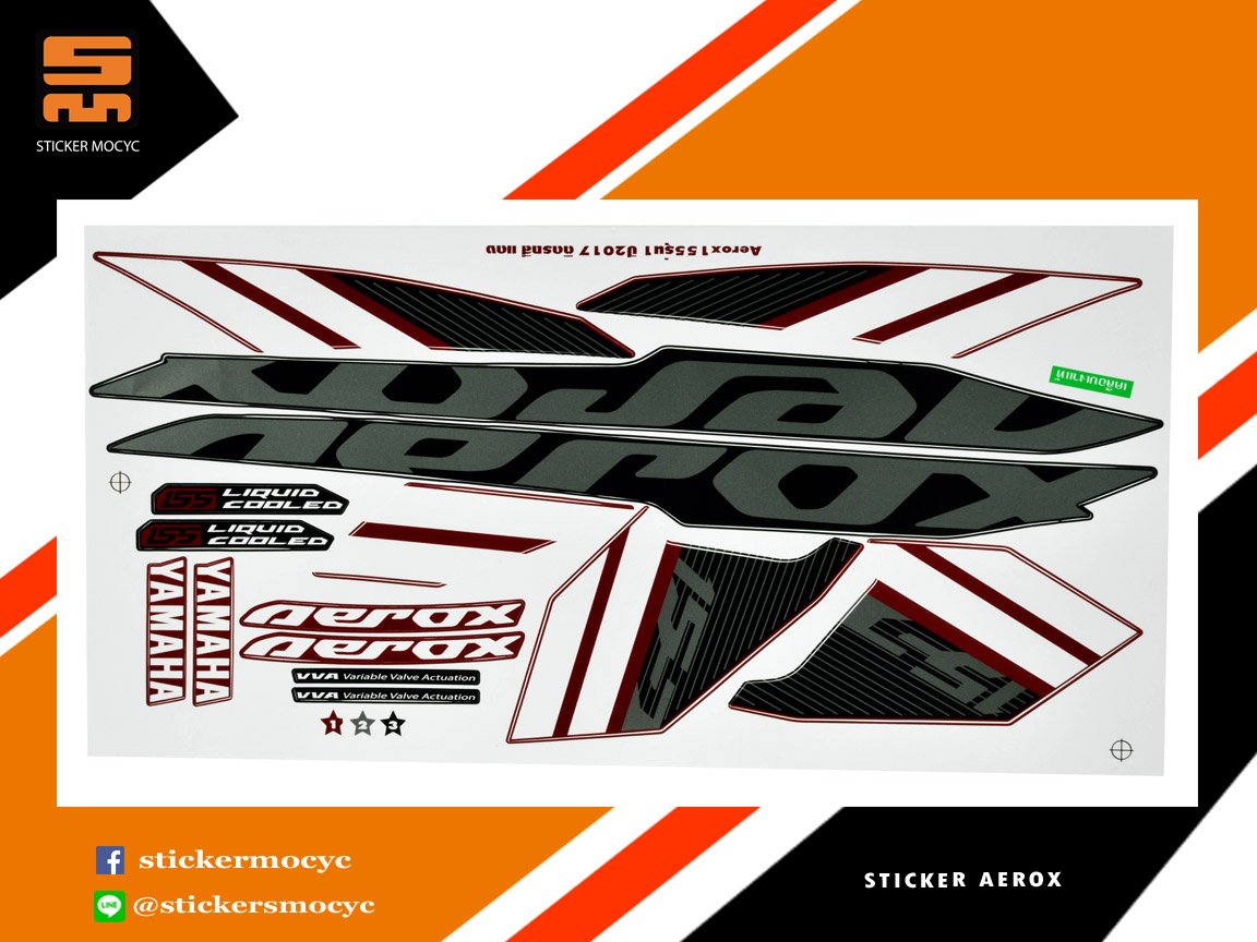 สติ๊กเกอร์ Aerox Sticker Yamaha Aerox 155 ปี 2017 รุ่น 1 ติดรถ ติดรถ สีแดง (เคลือบเงาแท้)