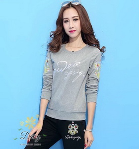 เสื้อผ้าแฟชั่นเกาหลีสวยๆชุดเซท 2 ชิ้น เสื้อแขนยาว++กางเกงขายาว