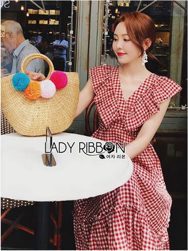 เดรสผ้าคอตตอนลายสก็อตสีแดง