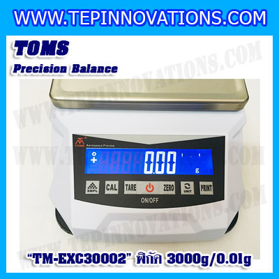 เครื่องชั่งดิจิตอล ทศนิยม 2 ตำแหน่ง รุ่น TM-EXC30002 พิกัด 3000g x 0.01g เครื่องชั่งละเอียดสูง3000g เครื่องชั่งน้ำหนัก3000g ตาชั่งดิจิตอล3000กรัม พิกัดน้ำหนัก 3000g ความละเอียด 0.01g เครื่องชั่งละเอียดสูง Precision Balance ยี่ห้อ TOMS รุ่น TM-EXC30002