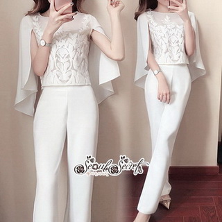 เซ็ทสีขาวคลาสสิคเนื้อผ้าเครปสีขาว