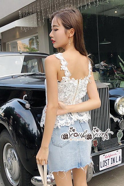 เสื้อเนื้อผ้าทอลายลูกไม้ฉลุทั้งตัวหวานๆ