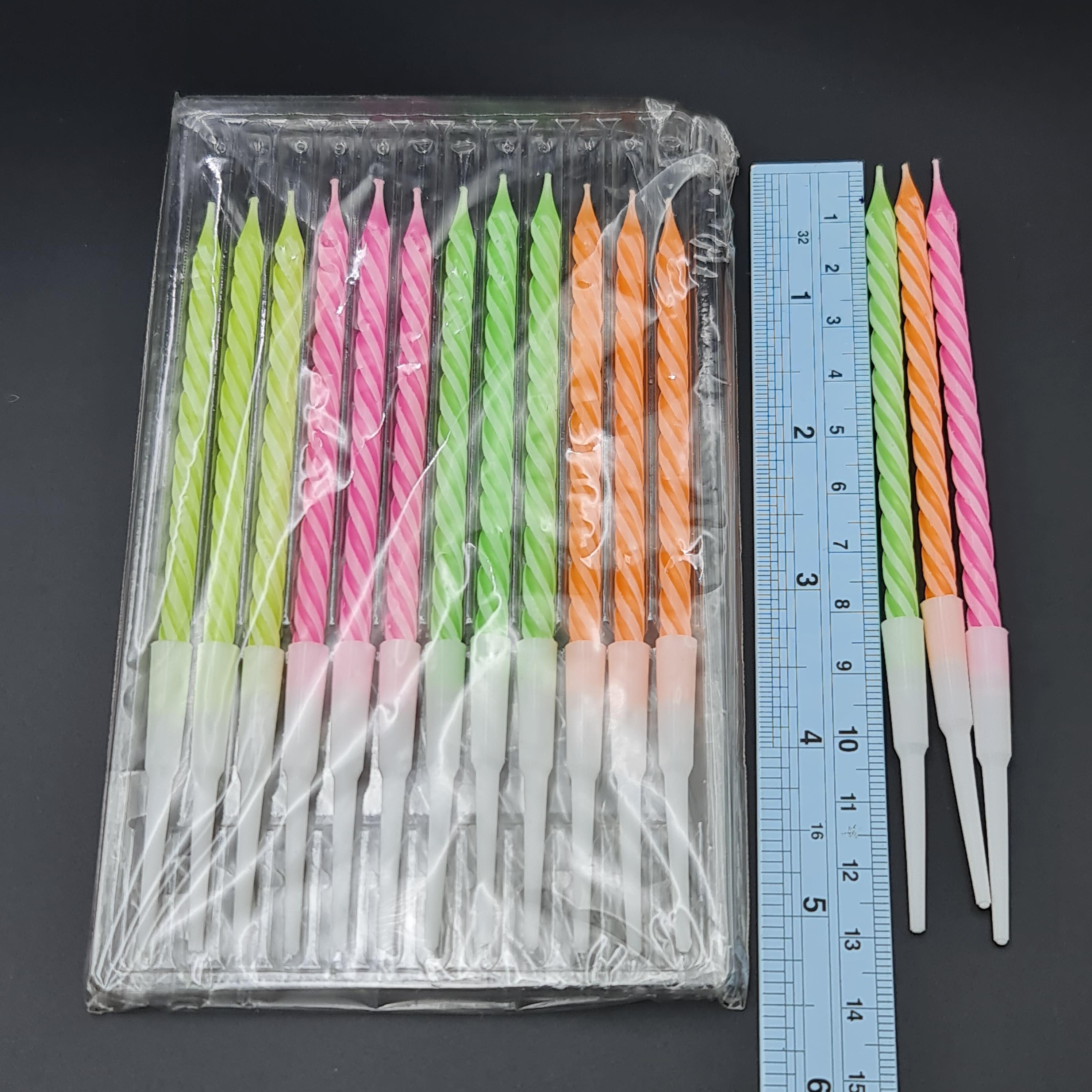 เทียนปักเค้ก เทียนวันเกิด 13cm.*12แท่ง*6แพ๊ค เค้กวันเกิด เทียนผอม j12 เจริญ12