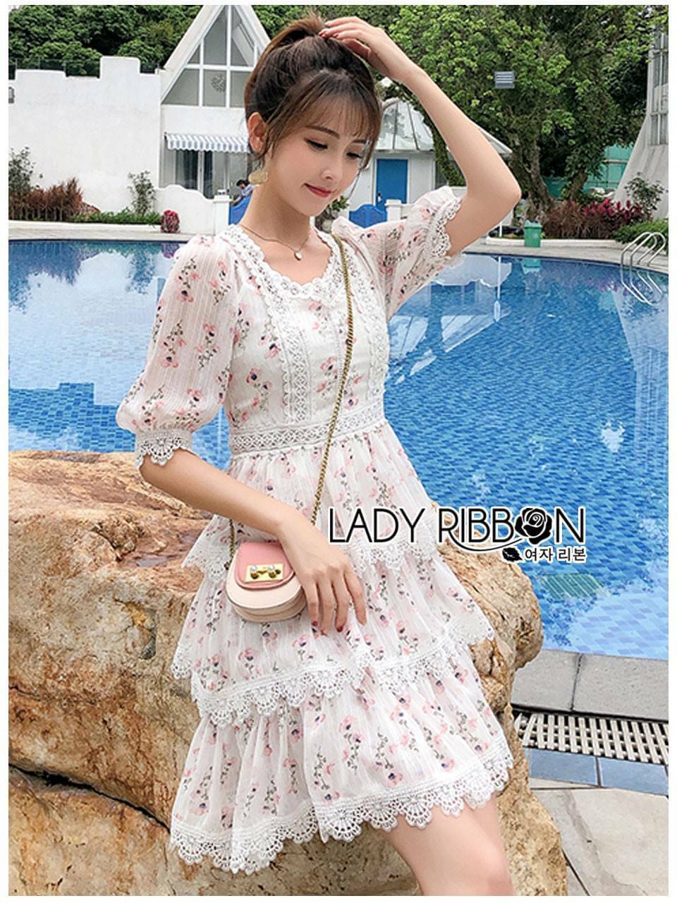 And Ruffled Silk Dress เดรสผ้าซิลเนื้อดีพิมพ์ลายดอกไม้