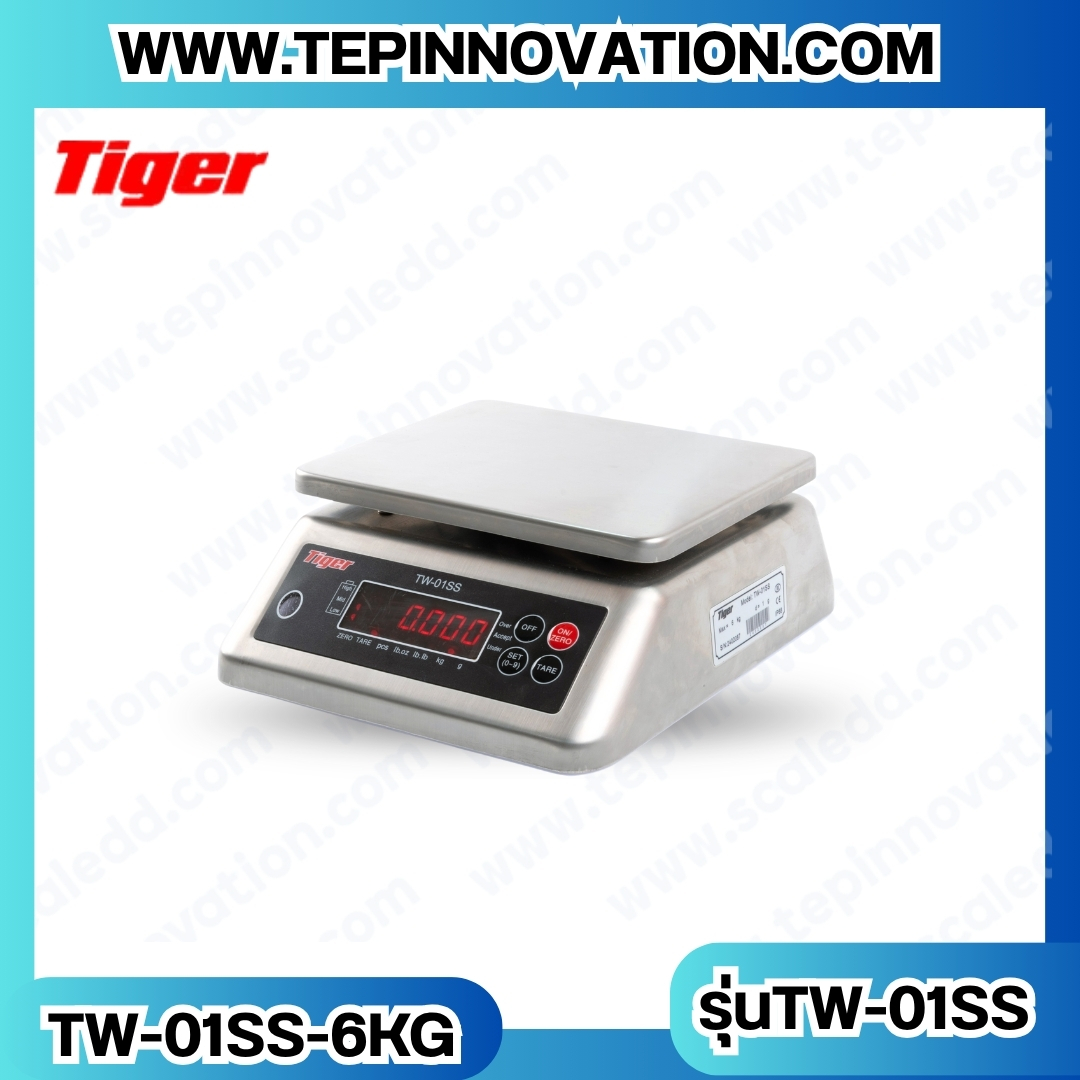 เครื่องชั่งกันน้ำ6kg รุ่น TW-01SS ตาชั่งกันน้ำ6kg เครื่องชั่งดิจิตอลกันน้ำ6kg พิกัด 6kg ความละเอียด 1g Waterproof Digital Scale ยี่ห้อ Tiger รุ่น TW-01SS