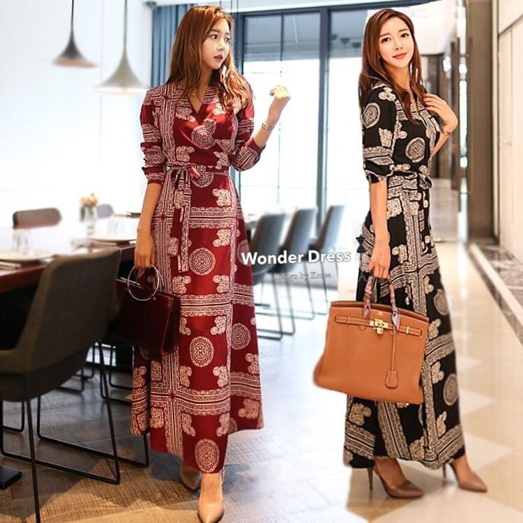 แม็กซี่เดรสผ้านุ่มลายสวย