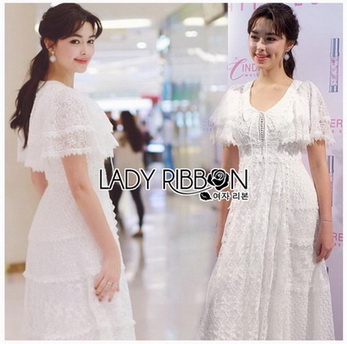 Lady Ashley Pure Royal Lace-Down White Lace Dress