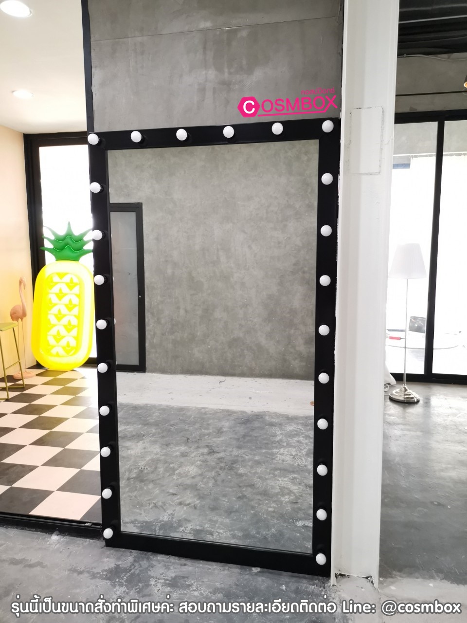 กระจกส่องเต็มตัว กระจกมีไฟ - 110 x 200 cm. (ไฟ 3 ด้าน รุ่นแขวนผนัง)