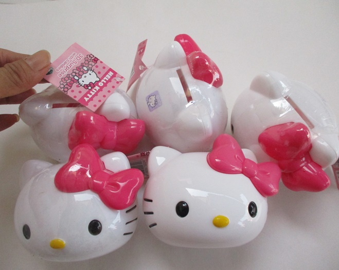 2017 sanrio hello kitty piggy bank tip box lot 5 pvc cat heads birthday party gifts