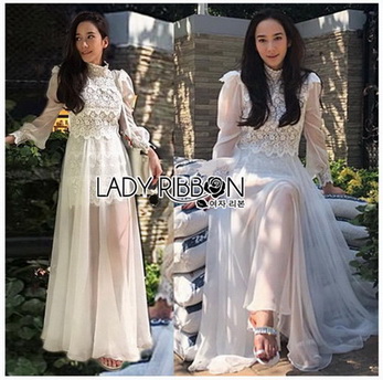 Long Dress เดรสยาวผ้าชีฟองผสมลูกไม้