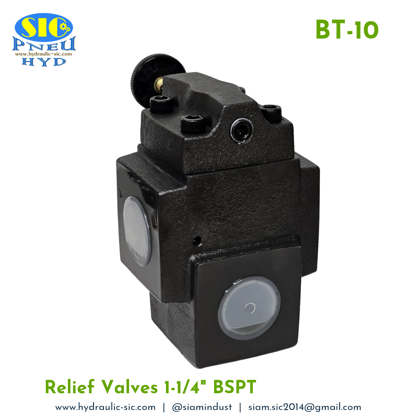 BT-10-H Relief Valve วาล์วปรับแรงดันน้ำมันไฮดรอลิค แบบต่อท่อ 1-1/4" : YOUQUEN