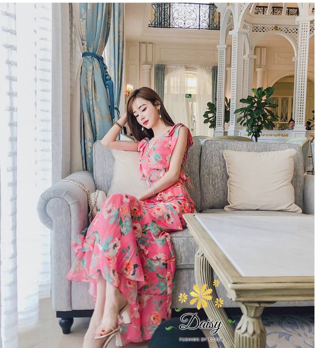 ชุดเซ็ทเสื้อแขนกุดกระโปรงยาว