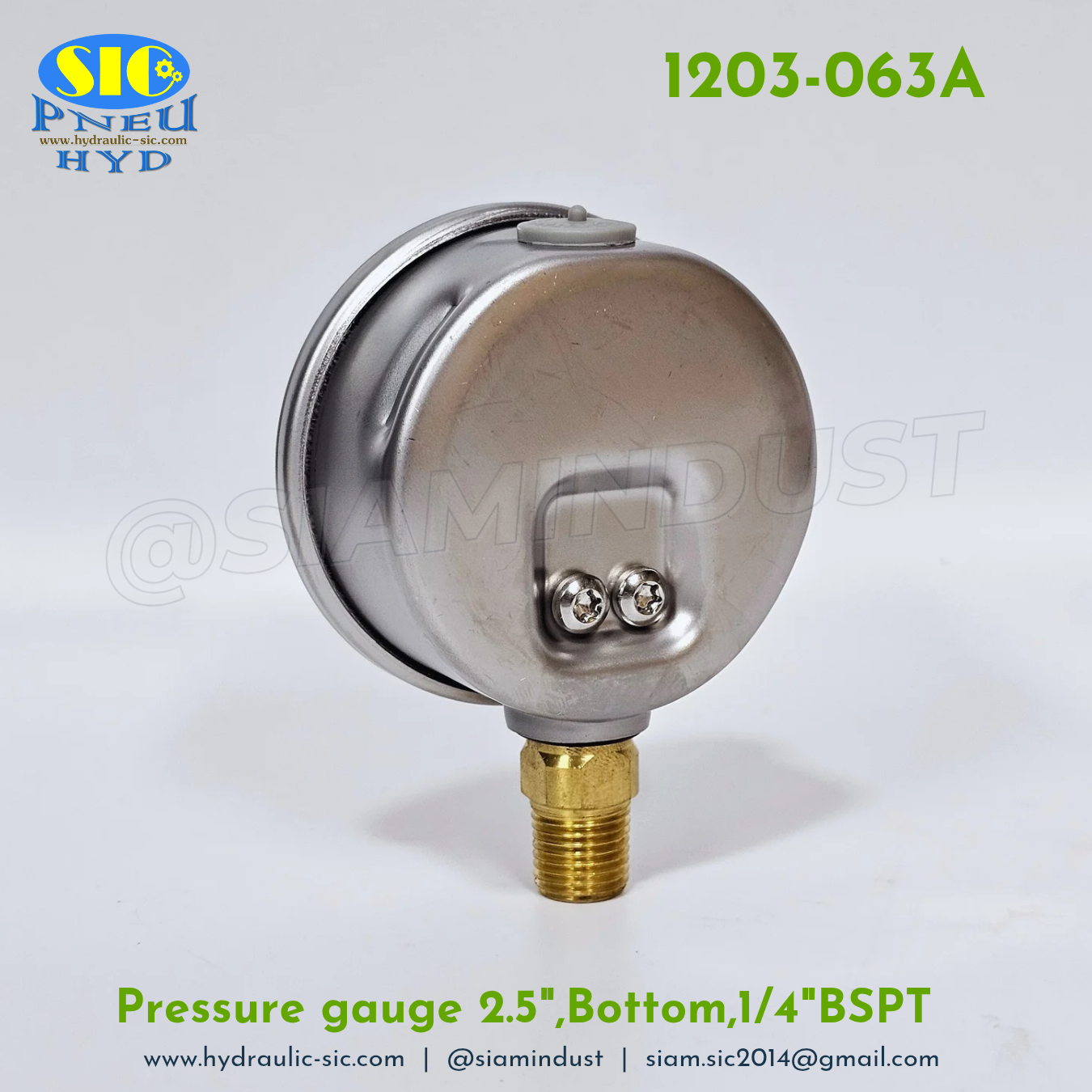 1203-063A Pressure Gauge เกจวัดแรงดันหน้าปัด 2.5" เกลียว 1/4"BSPT ออกข้าง RiTHERM
