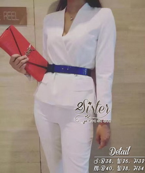 2Sister Made, White Premium Deluxe Korea Set เซ็ตเสื้อ+กางเกง