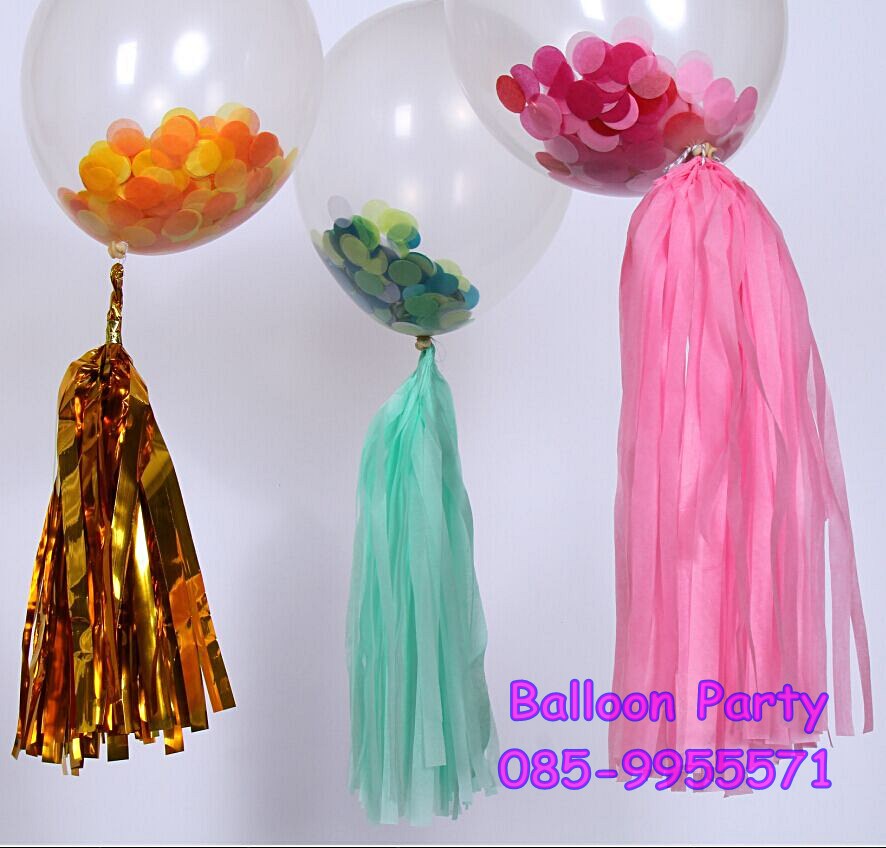กระดาษสีวงกลม สีชมพู ใช้ใส่ในลูกโป่งเพื่อความสวยงาม Paper for Balloon Decoration