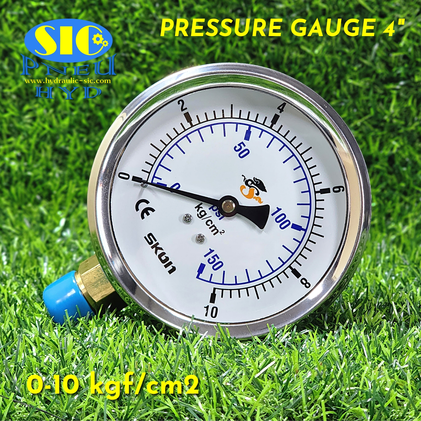 Pressure Gauge เกจวัดแรงดัน (421-21-*** : หน้าปัด 4" เกลียวออกข้าง) (SKON)