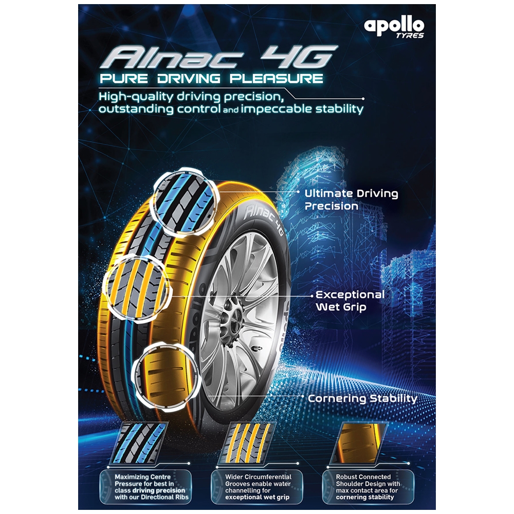 ยางรถยนต์ ขนาด 185/55 R15 ,185/60 R15 ,185/65 R15 ,195/55 R15 ,195/60 R15 ,195/65 R 15 ,185/55 R16 ,205/55 R16 ,215/60 R16 รุ่น ALNAC 4G ยี่ห้อ APOLLO (แถมจุ๊บลม)