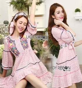 Lady Ribbon Lace Mini Dress มินิเดรสผ้าลูกไม้