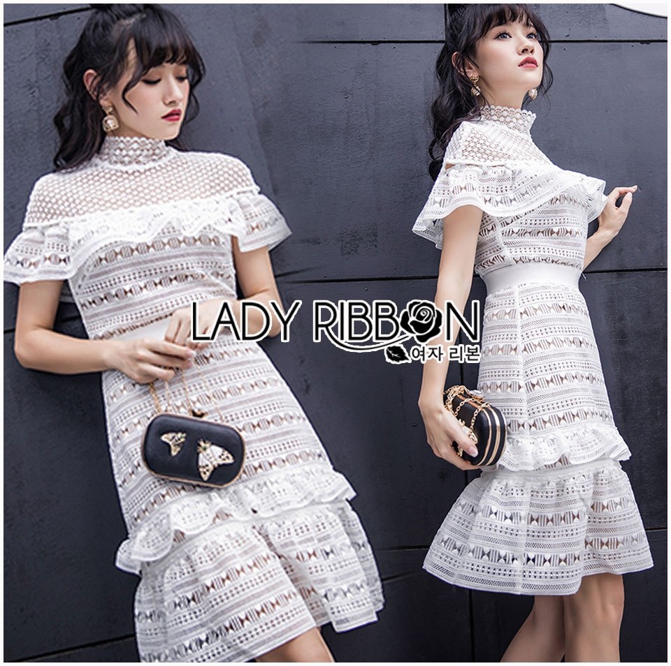 Cocktail Dress ค็อกเทลเดรสผ้าลูกไม้สีขาว
