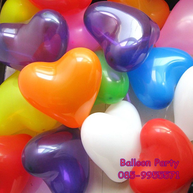 ลูกโป่งหัวใจ สีขาว Heart Latex Balloon ขนาด 5 นิ้ว แพคละ 20 ใบ