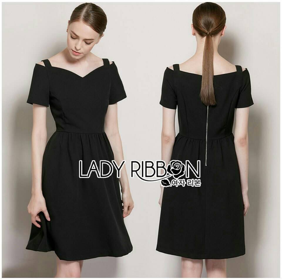 Dress เดรสสีดำคัทเอาท์ไหล่สไตล์เฟมินีน