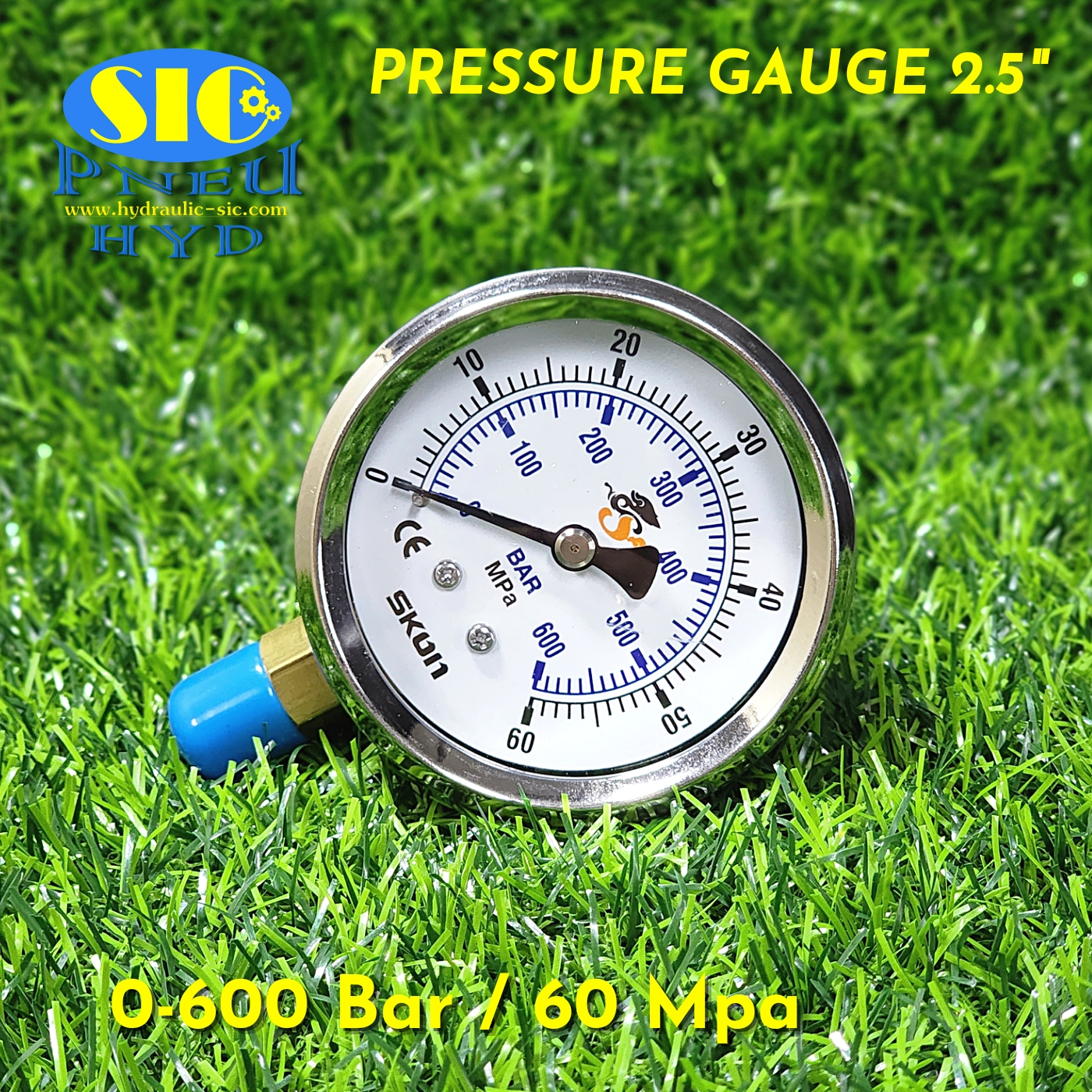 Pressure Gauge Range Bar/Mpa เกจวัดแรงดัน (321-22-*** : หน้าปัด 2-1/2" เกลียวออกข้าง) (SKON)
