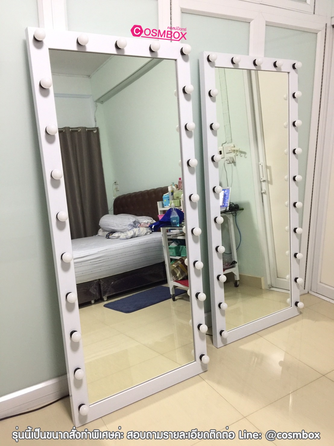 กระจกส่องเต็มตัว กระจกมีไฟ - 80 x 180 cm. (รุ่นแขวนผนัง)