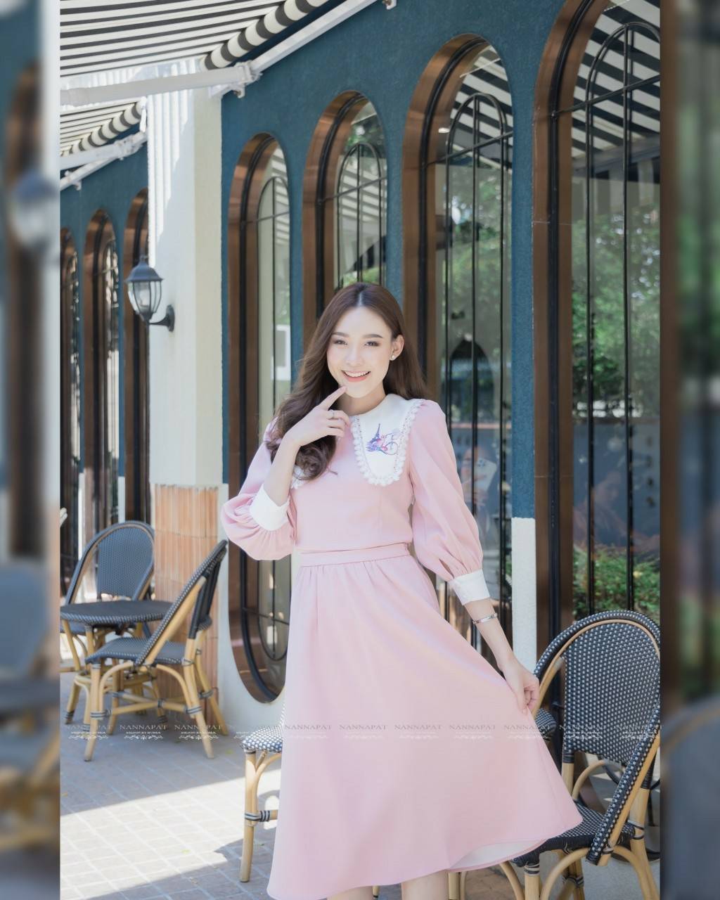 เซทเสื้อซิปหลังปกคอน่ารักเก๋