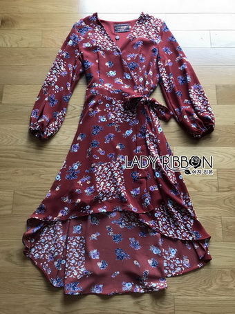 Lady Red Monica Floral Patterned Printed Wrap Dress