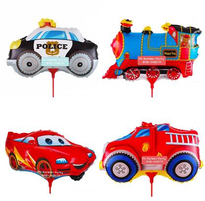 ลูกโป่งก้านรถไฟ รถซิ่ง รถตำรวจ รถดับเพลิง Transport car Balloons
