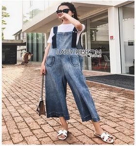 Chic Denim Overall Jumpsuit Lady Ribbon เอี๊ยมจัมป์สูท