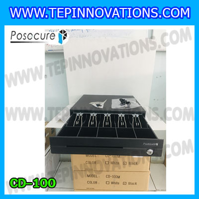 ลิ้นชักเก็บเงิน ลิ้นชักเก็บเงินสด5ช่องธนบัตร 5ช่องเหรียญ ลิ้นชักเงินสด5ช่องแบงค์ เกะเก็บเงินสด POSECURE Cash drawer CD-100