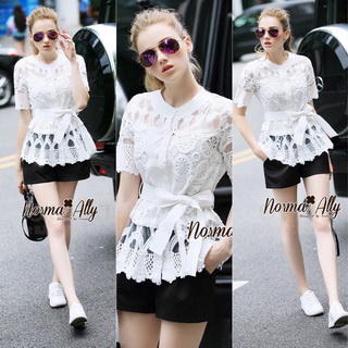 Lady Ribbon Online เสื้อผ้าออนไลน์ขายส่ง Normal Ally เสื้อผ้า NA16150816 🎉Normal Ally Present elegant premium shirt and boutique pant🎉 (เสื้อ + กางเกง+ เชือกคาดเอว, มีซับในอย่างดีทั้งชุด)
