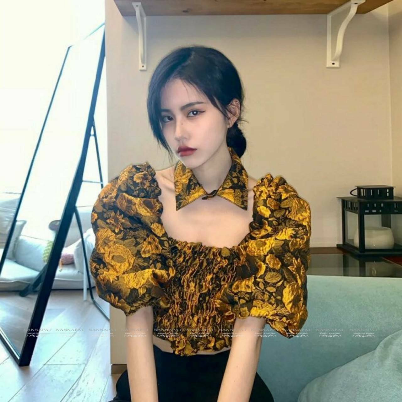 เสื้อแขนพองดีไซด์ปกคอเก๋ไก๋